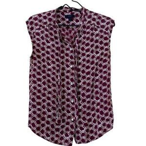 J. Crew Silk Print Blouse Sleeveless size 0